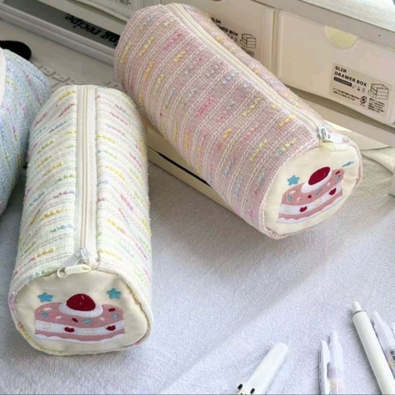 Tempat pensil korea aesthteic minimalis Tempat pensil motif kue Tempat make up aesthetic