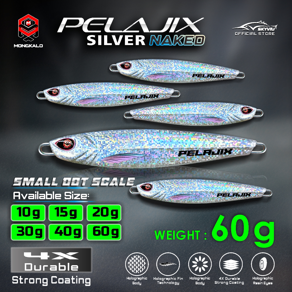 Umpan Metal Jig 60 gram MONGKALO PELAJIX Hologram Naked 60g Umpan Pancing Laut 60 gr Killer Umpan Ji