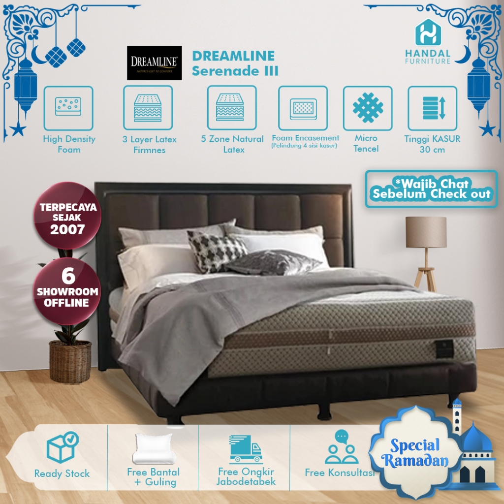 Kasur Latex Dreamline Serenade III 100x200, 120x200,160x200,180x200,200x200 Double Zipper/Resleting 