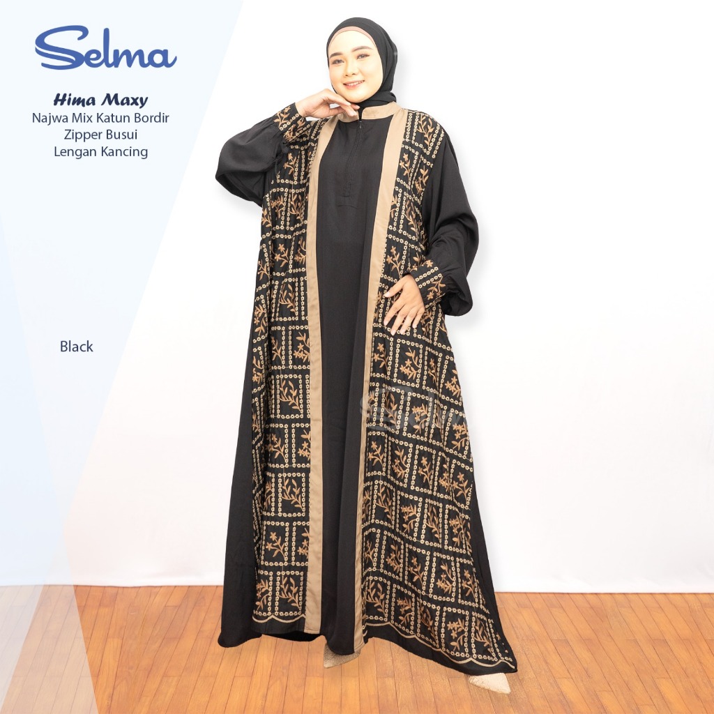 Hima Maxy/Kemeja Najwa Bordir  Setelan Couple Lebaran Jumbo Premium Gamis Busui Zipper  Kemeja Pria 