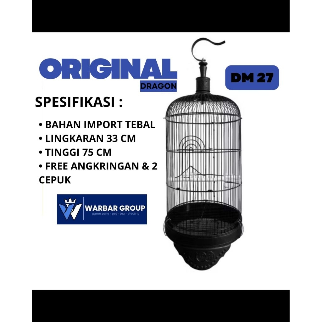 Sangkar/kandang burung besi ORIGINAL DRAGON IMPORT