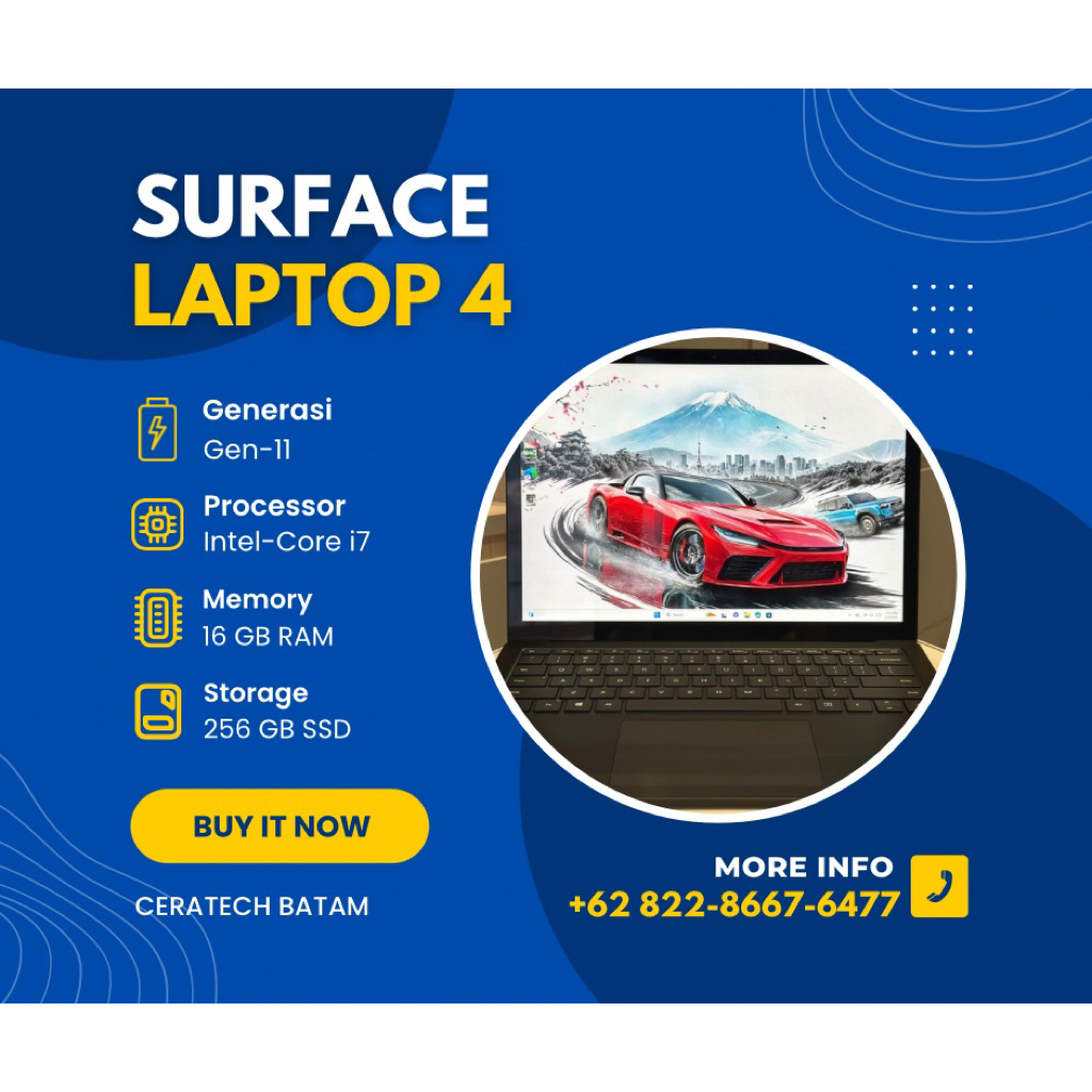 [PROMO] Surface laptop 4 core i7 Gen 11 RAM 16GB SSD 256GB 14 Inch FHD Touch - Laptop Second Rasa Ba
