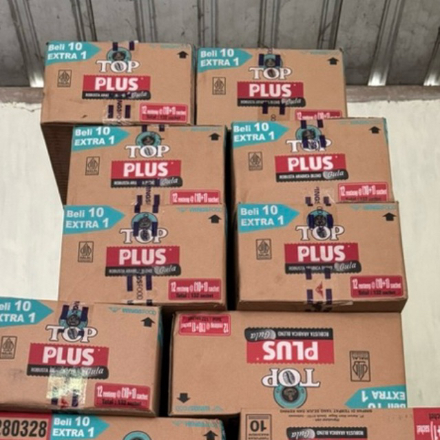 KOPI TOP PLUS GULA 1 KARTON ISI 12 RENCENG 1 RENCENG ISI 10 PCS EXTRA 1