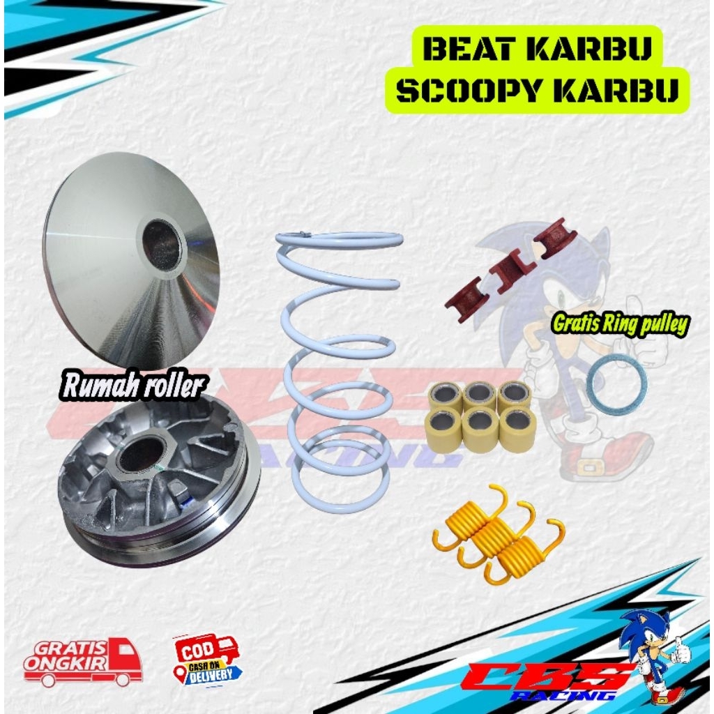 PAKET UPGRADE CVT KIRIAN CBS RACING HONDA BEAT KARBU SCOOPY KARBU