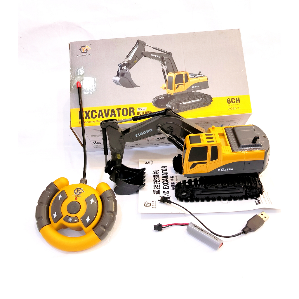 YIGONG rc excavator 1033 258-10 alloy bucket 6CH mainan alat berat konstruksi beko pengeruk metal