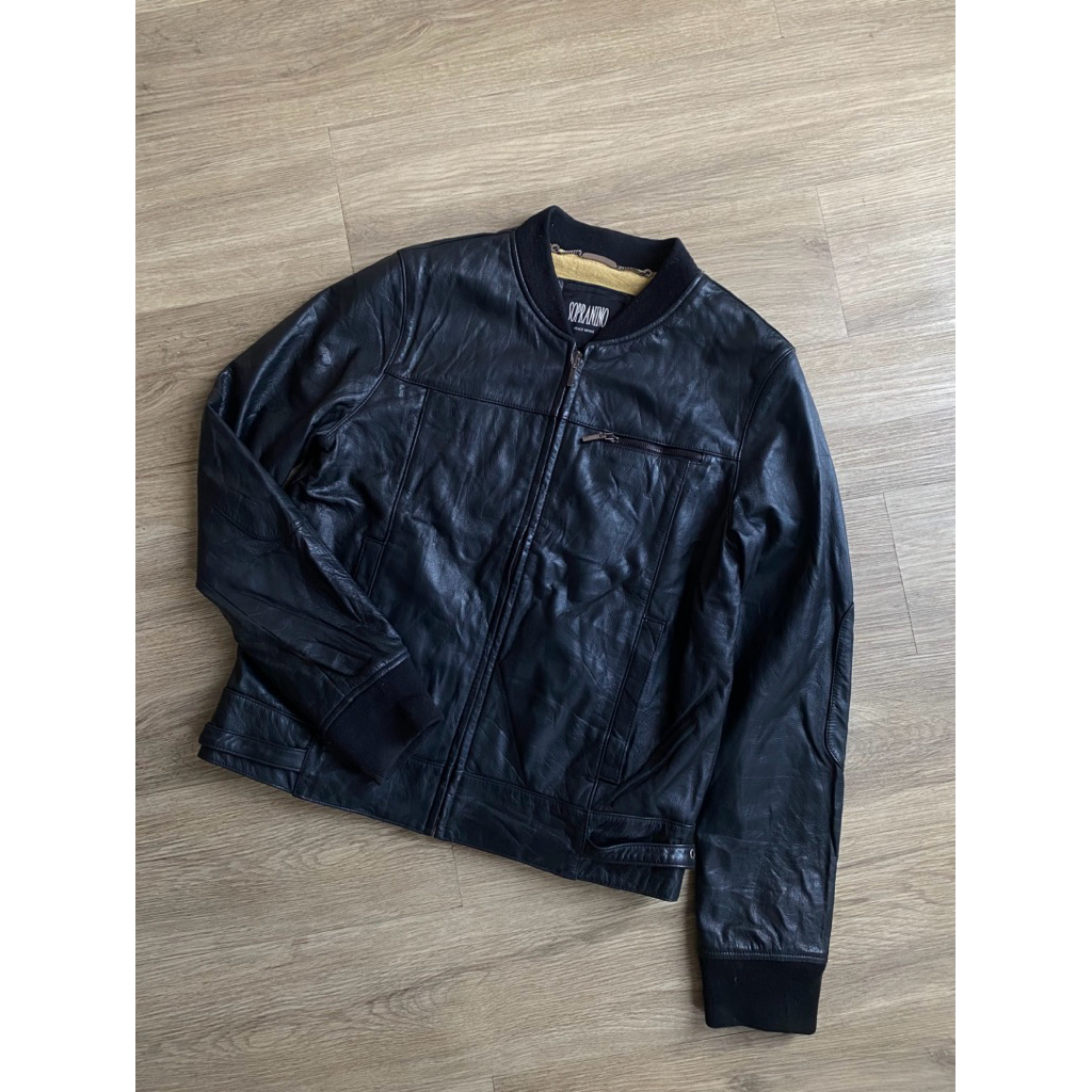 “SOPRANINO” italy mode CROP BOMBER LEATHER JACKET