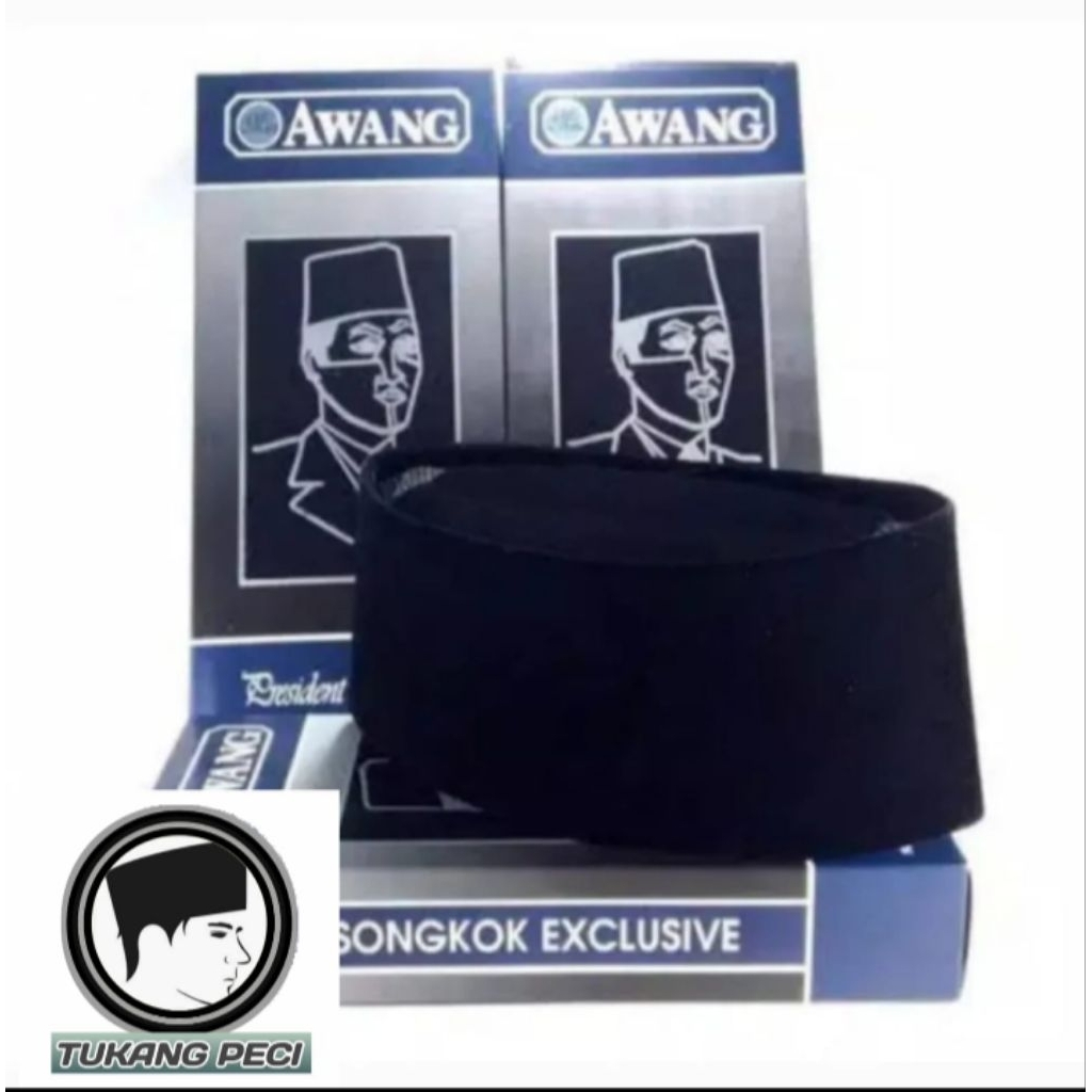 Songkok Peci Awing AC Hitam Polos - Nyaman Dipakai, Tahan Air, Tanpa Kertas