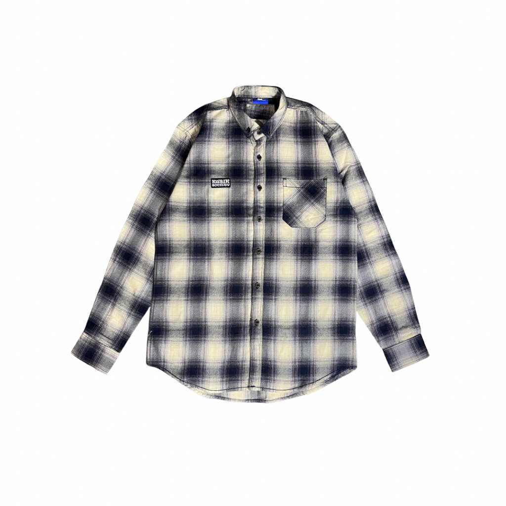 Kubik Society Flanel Veterano - Rocket Veterano Tebal Halus White Black
