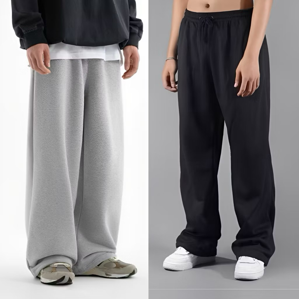 Celana Sweatpants Loose Pants Highwaist Korean Style Training Pria Wanita Casual