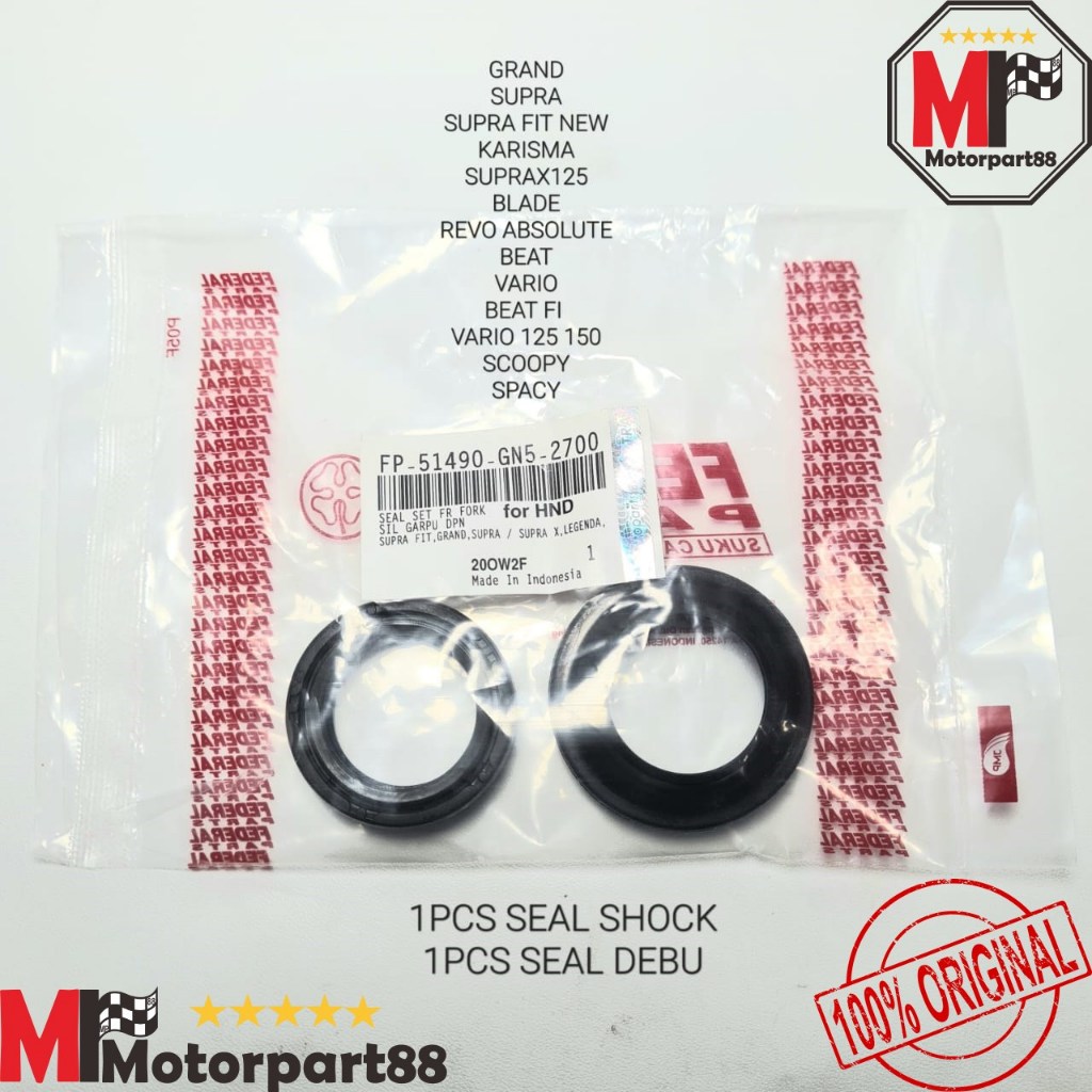 Seal Shock Sok Sekok Depan Grand Supra Karisma Beat Vario 125 Scoopy Original Federal