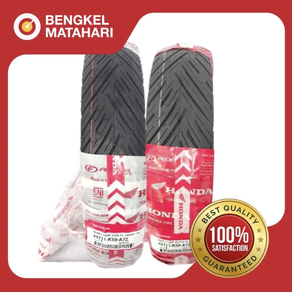 BAN TUBELESS FEDERAL K59-A72 90/80-14 DAN 100/80-14 ORIGINAL AHM