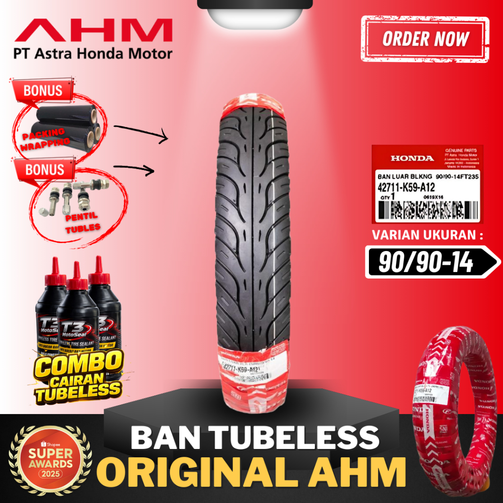 [READY COD] BAN AHM FEDERAL K59 ( 90/90-14 ) 42711-K59-A12  / BAN TUBELESS AHM RING 14 90/90-14 BAN 