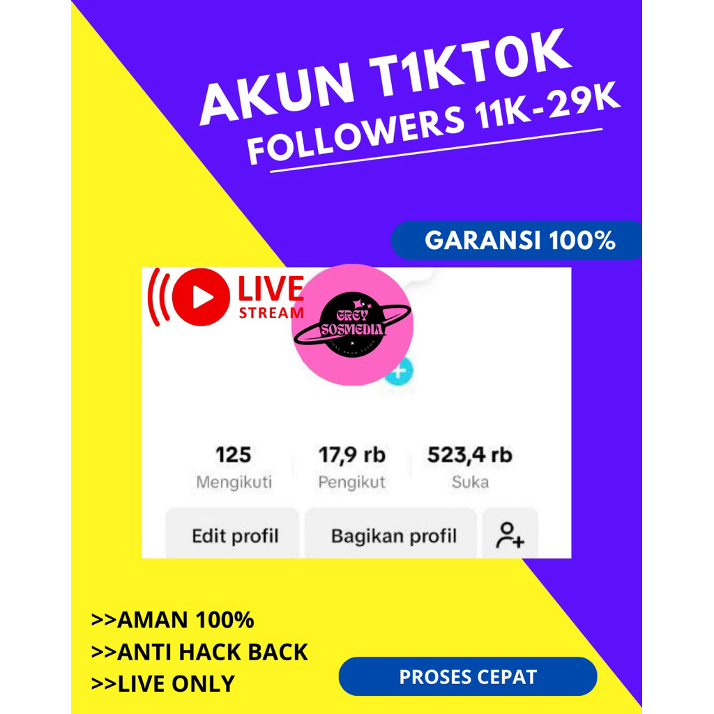 JUAL AKUN TIKTOK 11k-29k FOLLOWERS ORGANIK KONTEN FYP