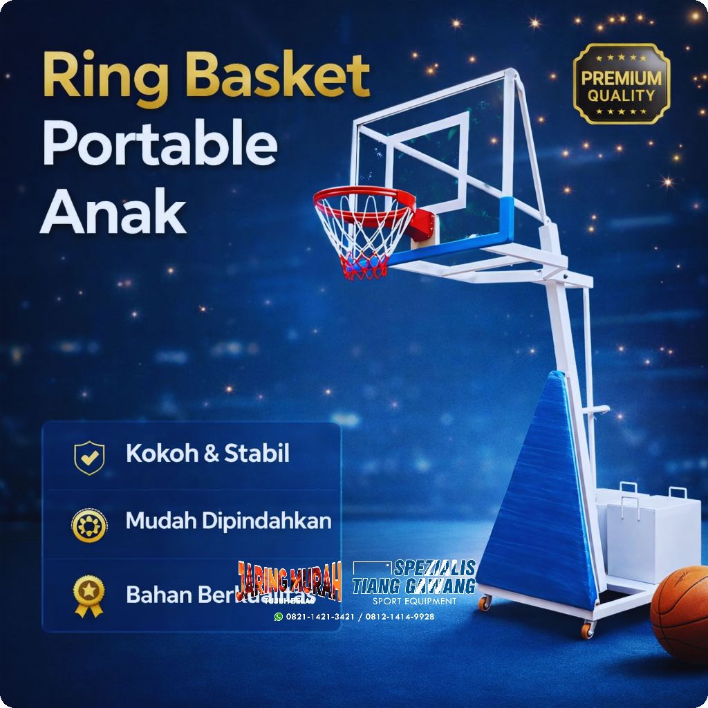 Ring Basket Portable Anak SD SMP SMA Adjustable 290-305cm Acrylic 6mm