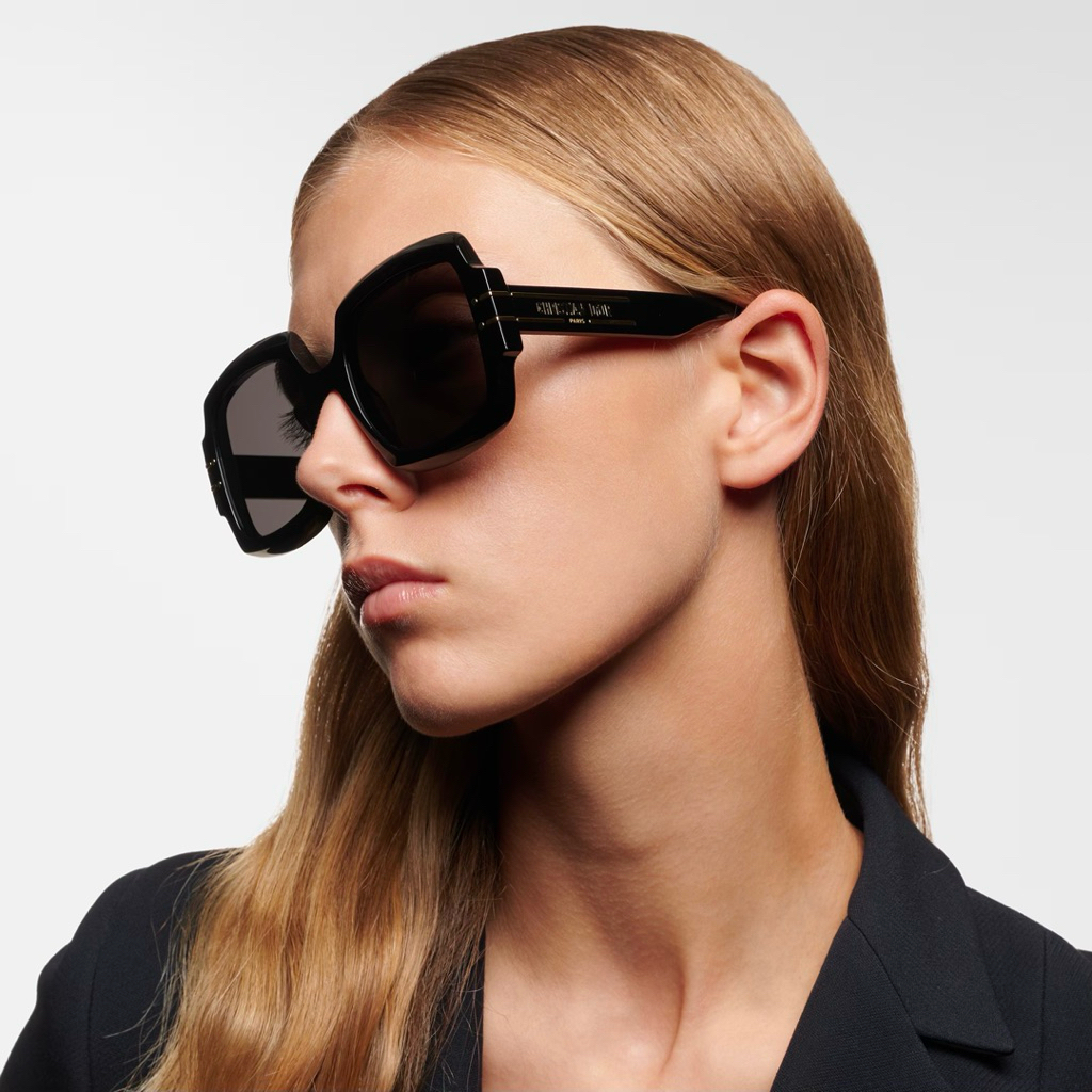 CHR*IST*IAN DI*OR CD Signature DiorSignature S1U Rectangular Big Frame Acetate Sunglasses