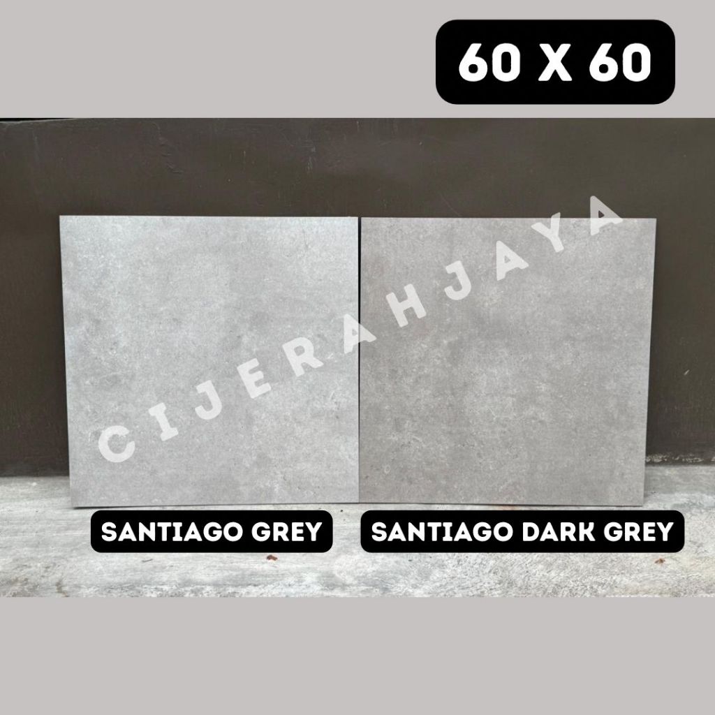 PLATINUM KERAMIK 60X60 SANTIAGO GREY SANTIAGO DARK GREY REC MATT DOFF TERAS GARASI KARPOT CARPOT MOT
