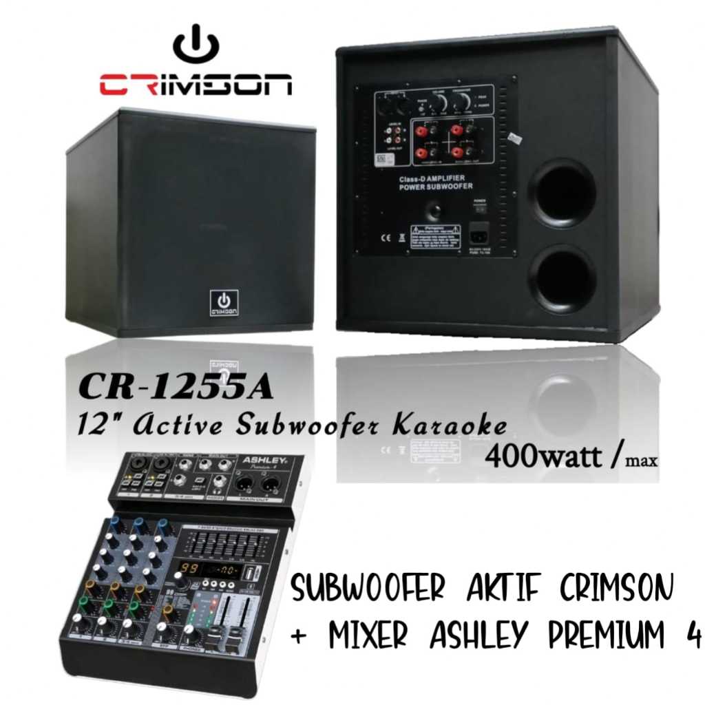CRIMSON CR 1255 SUBWOOFER AKTIF 12in crimson cr1255 + mixer ashley premium 4
