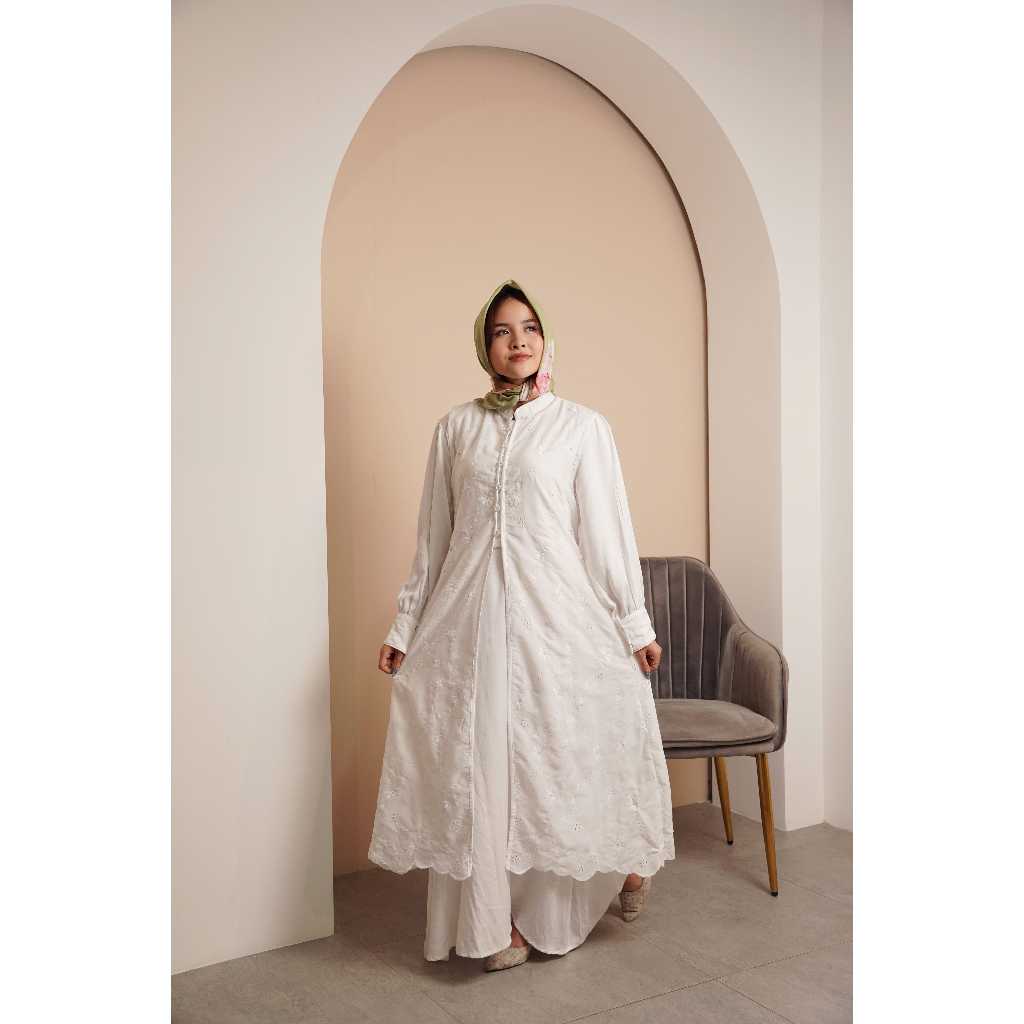 Gamis Dress Missty Wanita Putih Motif Burkat Polos PREMIUM Spesial Lebaran Best Seller NEW EDITION (