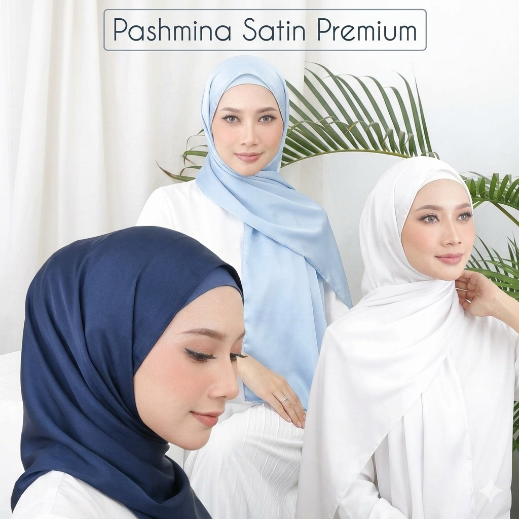 Jilbab Pashmina Satin Silk Premium Hijab Pesta Silk Shawl Mewah Lembut Exclusive Pashmina Silk Gloss