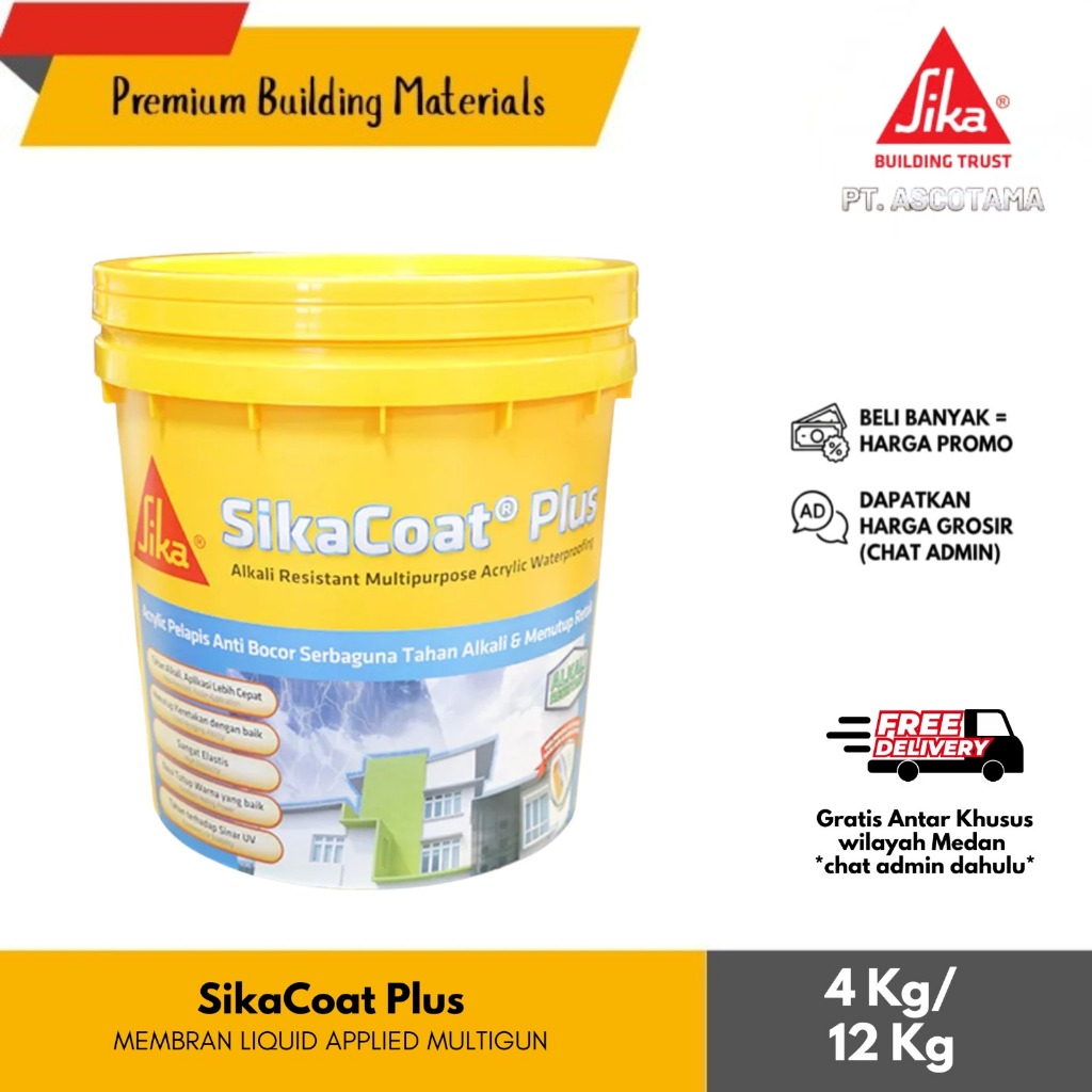 Sika Coat PLUS Pelapis Anti Bocor Elastis Dinding Eksterior dan Atap Pelapis Elastis Dinding Tembok 