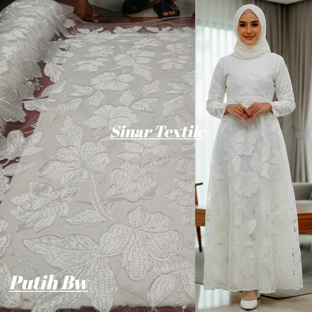 Kain tile bordir rindu premium / Kain tile kebaya wanita mewah motif terbaru