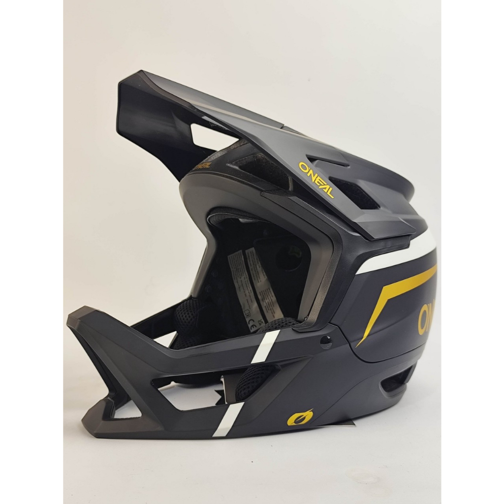 Helm Downhill Oneal Transition MTB Full Face Black White Gold