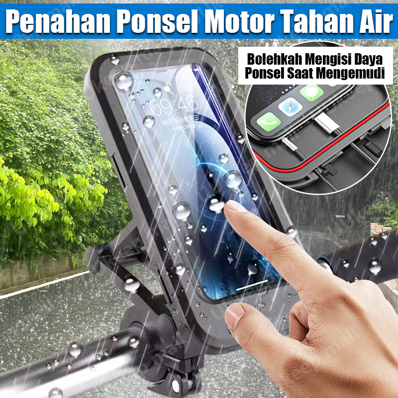 Tahan air holder hp motor Rotasi 360° tempat hp di motor tripod motor buat hp pegangan hp di motor T