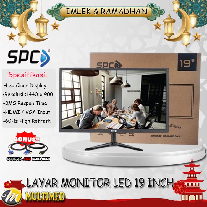 Monitor Layar LED 19" Inch Wide Screen SPC Baru