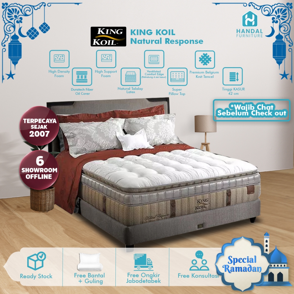 Kasur Springbed King Koil Natural Response 100x200, 120x200, 160x200, 180x200, 200x200 Pocket Latex 