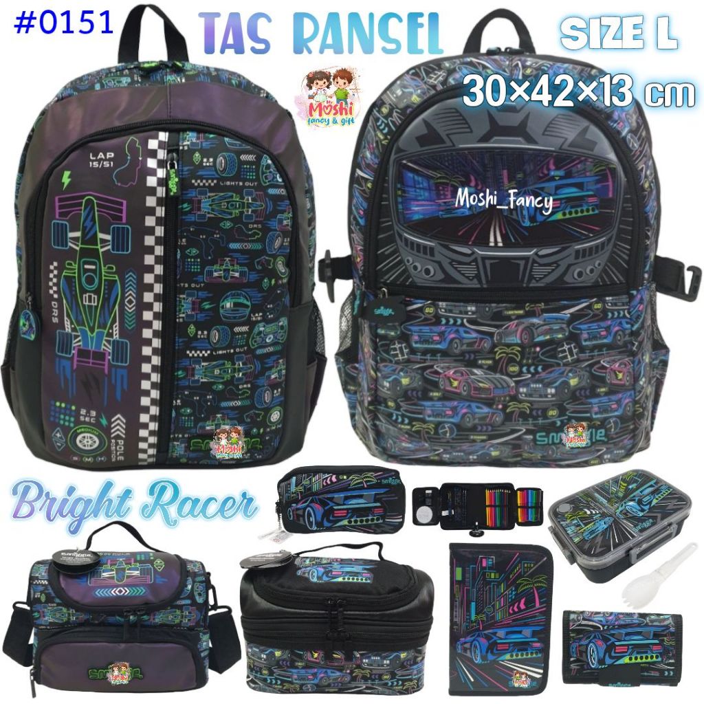 Tas Sekolah Anak Motif Formula Car / Tas Ransel Sekolah Anak Motif Mobil Anak Laki-Laki Boy size  SD