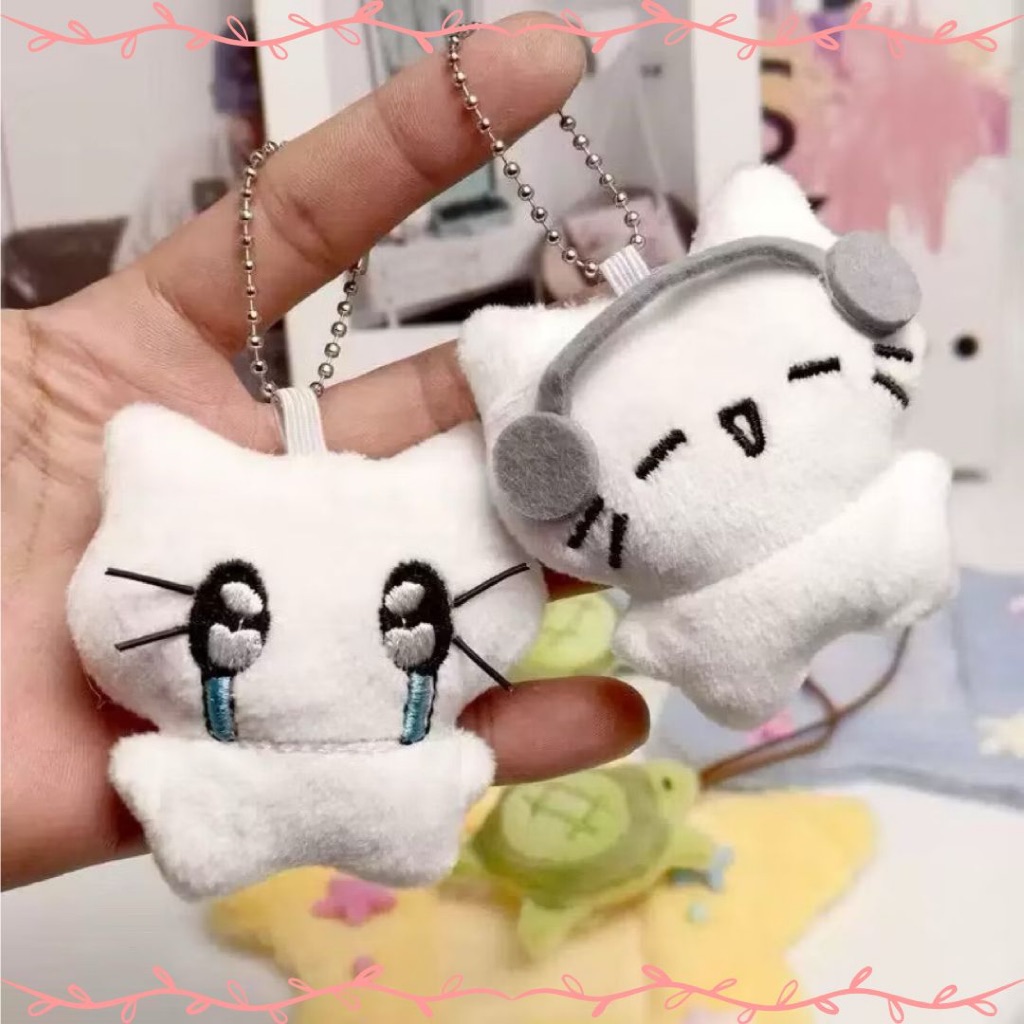 Gantungan Tas Boneka Kucing Headphone DJ Gantungan Kunci Bag Charm Ganci Lucu
