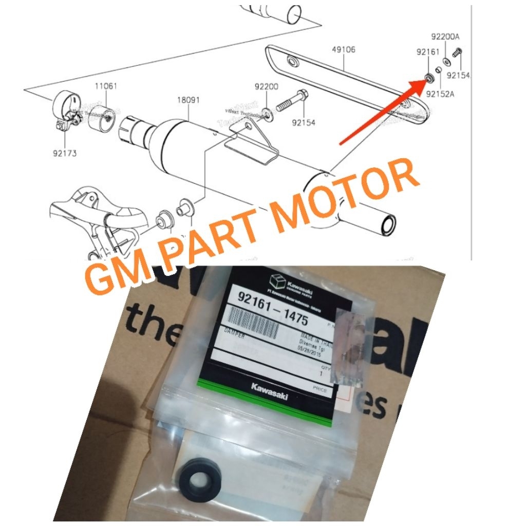 karet baut cover knalpot tameng knalpot W175 original