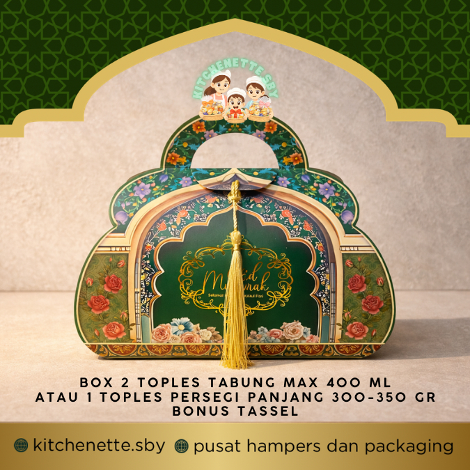 BOX LEBARAN TAS BUNGA KOTAK IDUL FITRI DUS KUE KERING ISI 2 TOPLES TABUNG 400ml atau 1 KOTAK PERSEGI