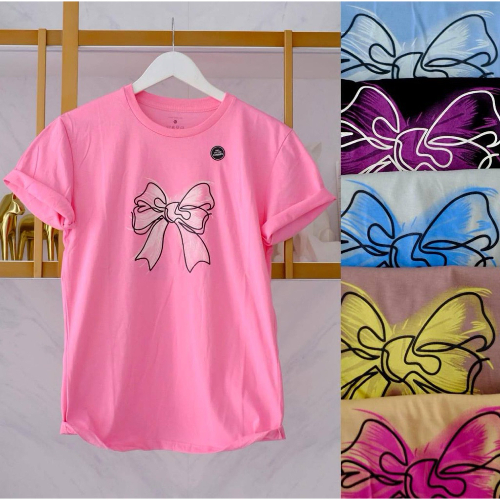 Kaos Wanita Oversize Bahan Katun Combed 30s Kaos Jumbo Wanita Kaos Motif Pita