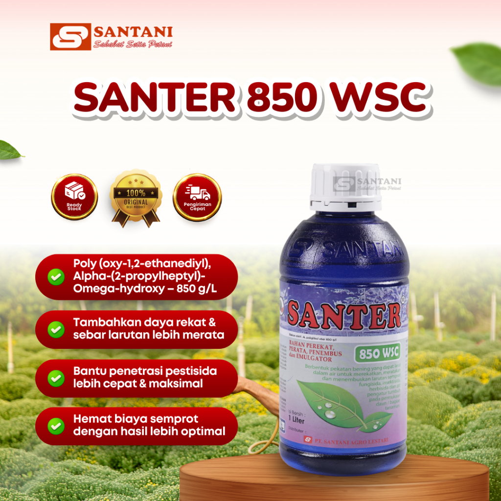 SANTER 850 WSC 100ml - Surfaktan / Perekat untuk Meningkatkan Efektivitas Pestisida, Pupuk, dan ZPT 