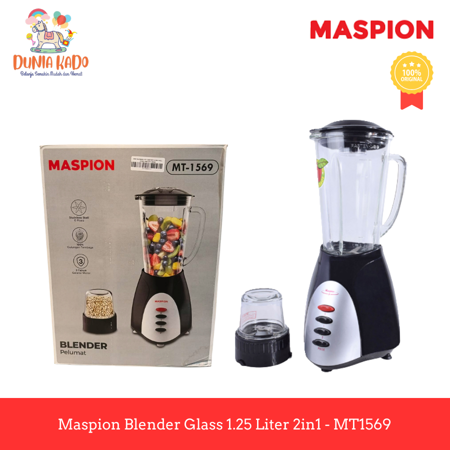 Maspion Blender Glass 1.25 Liter 2in1 - MT1569 / MT-1569 / MT 1569