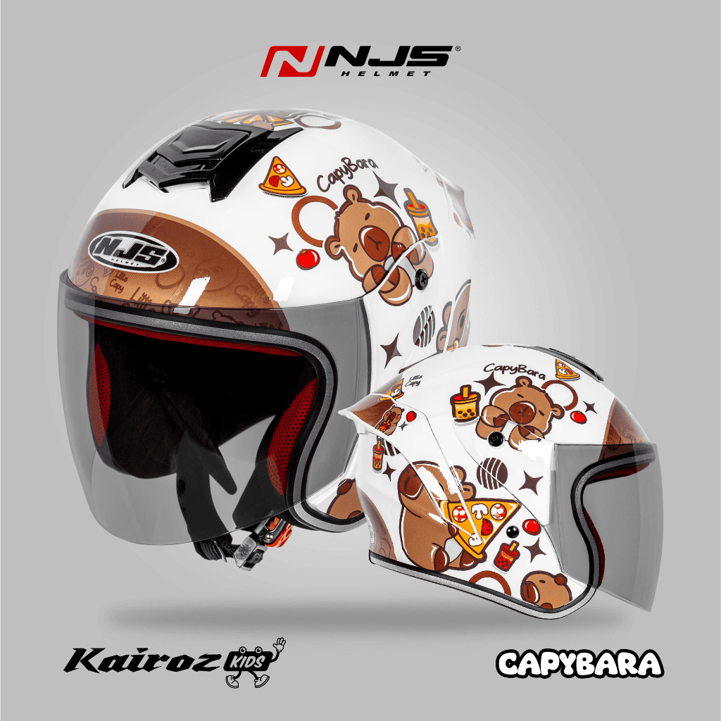 NJS Kairoz Kids Capybara - Helm Anak (FREE MAINAN ANAK) - Helm Anak | Helm NJS | NJS Anak | Kairoz A