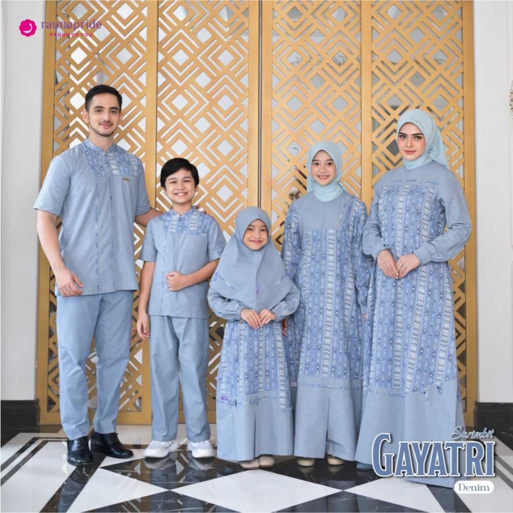 Sarimbit Gayatri Denim Baju Couple Keluarga Muslim - Rauna Pride