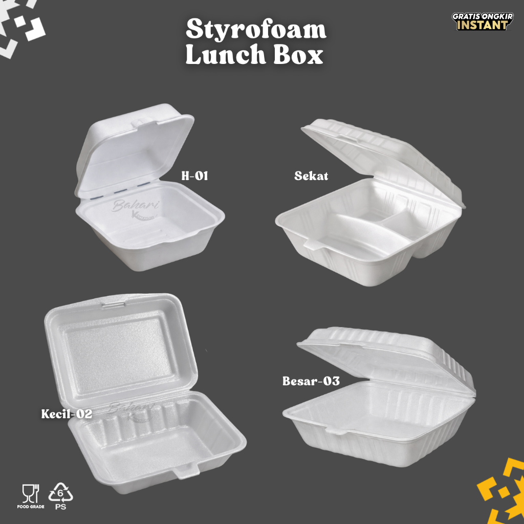 styrofoam kecil box kotak makan gabus bubur geprek foam sterofoam 1 pack isi 100
