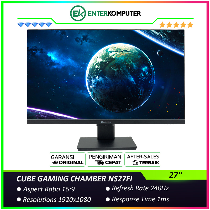 CUBE GAMING CHAMBER 27" NS27FI FHD IPS 240Hz Gaming Monitor (RGB Light) with G-SYNC / Monitor 27 inc