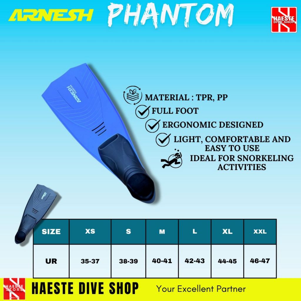 ARNESH FHANTOM FINS SNORKELING