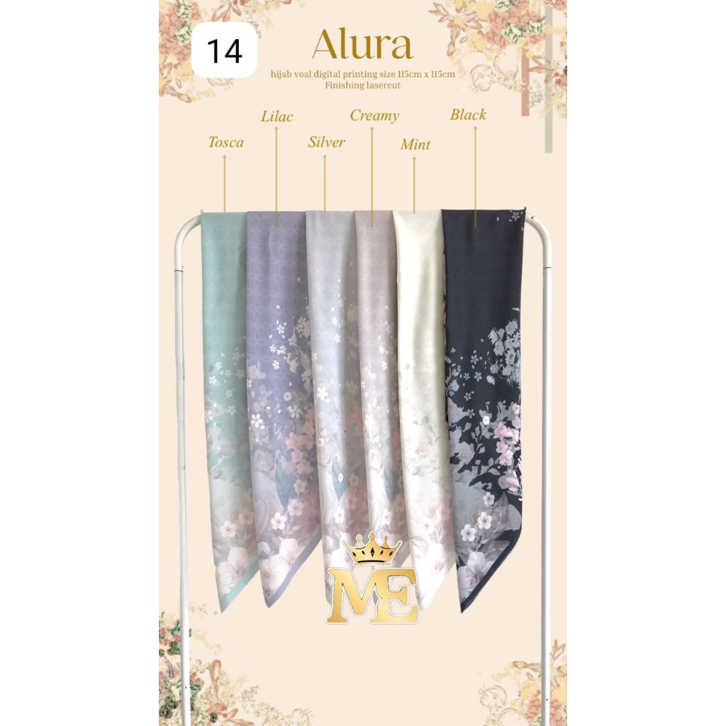 ALURA -HIJAB VOAL SEGIEMPAT PRINT LASERCUT-115x115cm