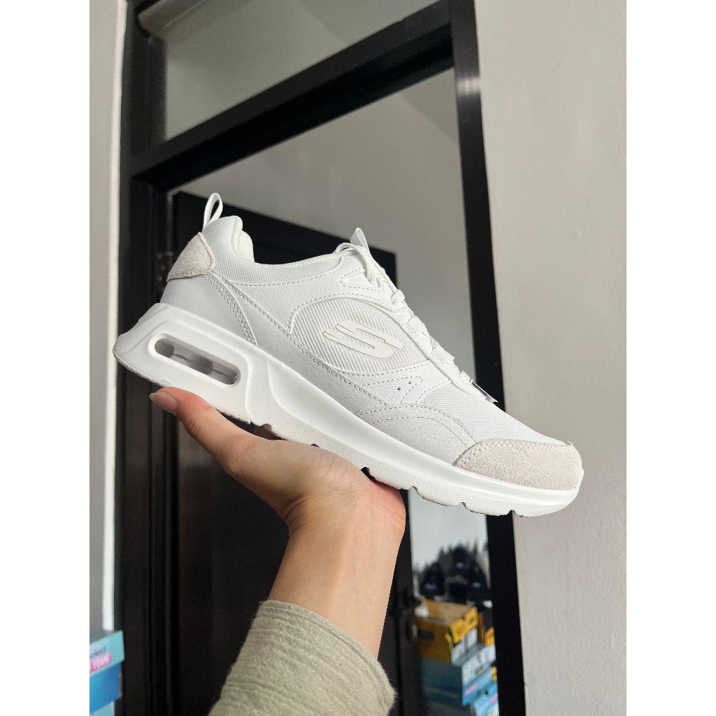 BEST SELLER SEPATU WANITA SKECHERS AIR COURT RETRO AVENUE WHITE ORIGINAL 150075WHT