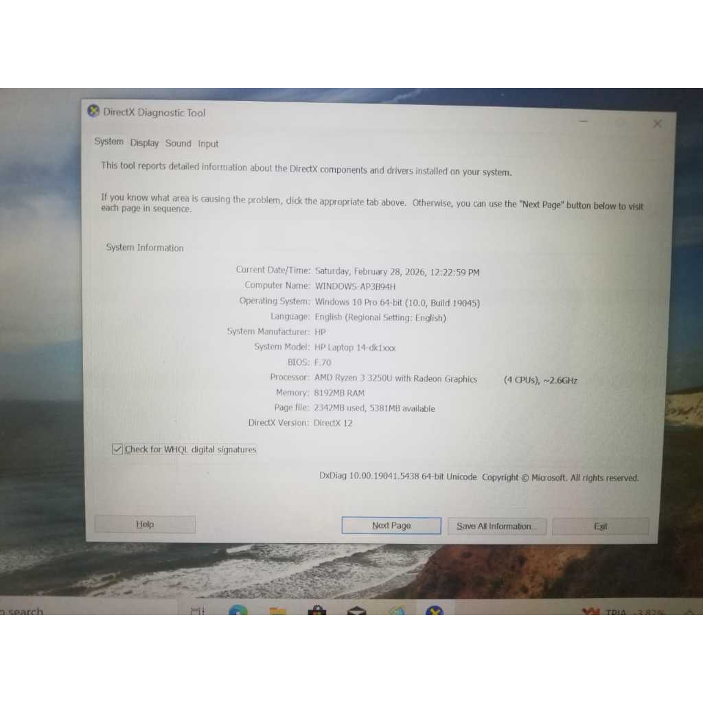 Laptop HP AMD Ryzen 3  Layar 14" Full HD Slim Ram 8Gb DDR4  SSD 128Gb Hardisk 500Gb