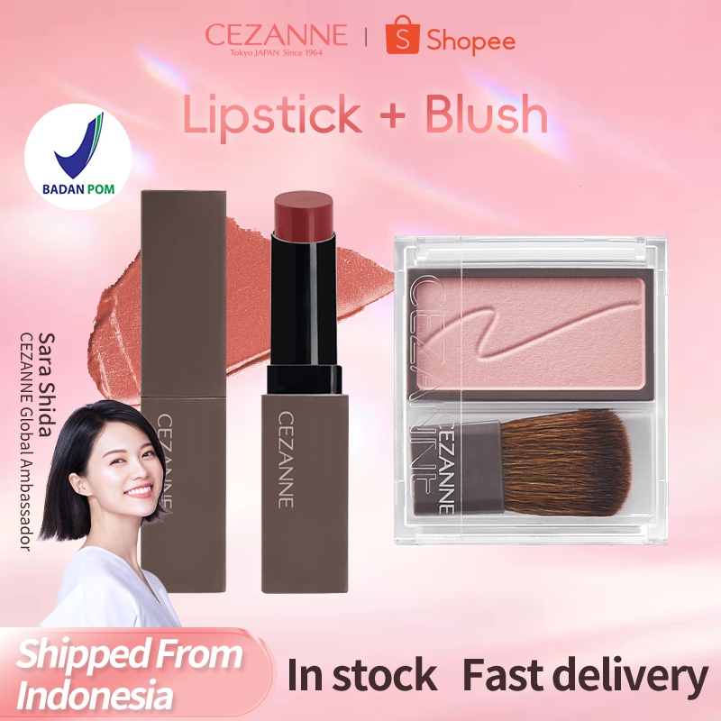 [In stock] CEZANNE 2PCS Makeup Set Lipstick + Blush Eyeshadow Long-lasting color Moisturizing natura