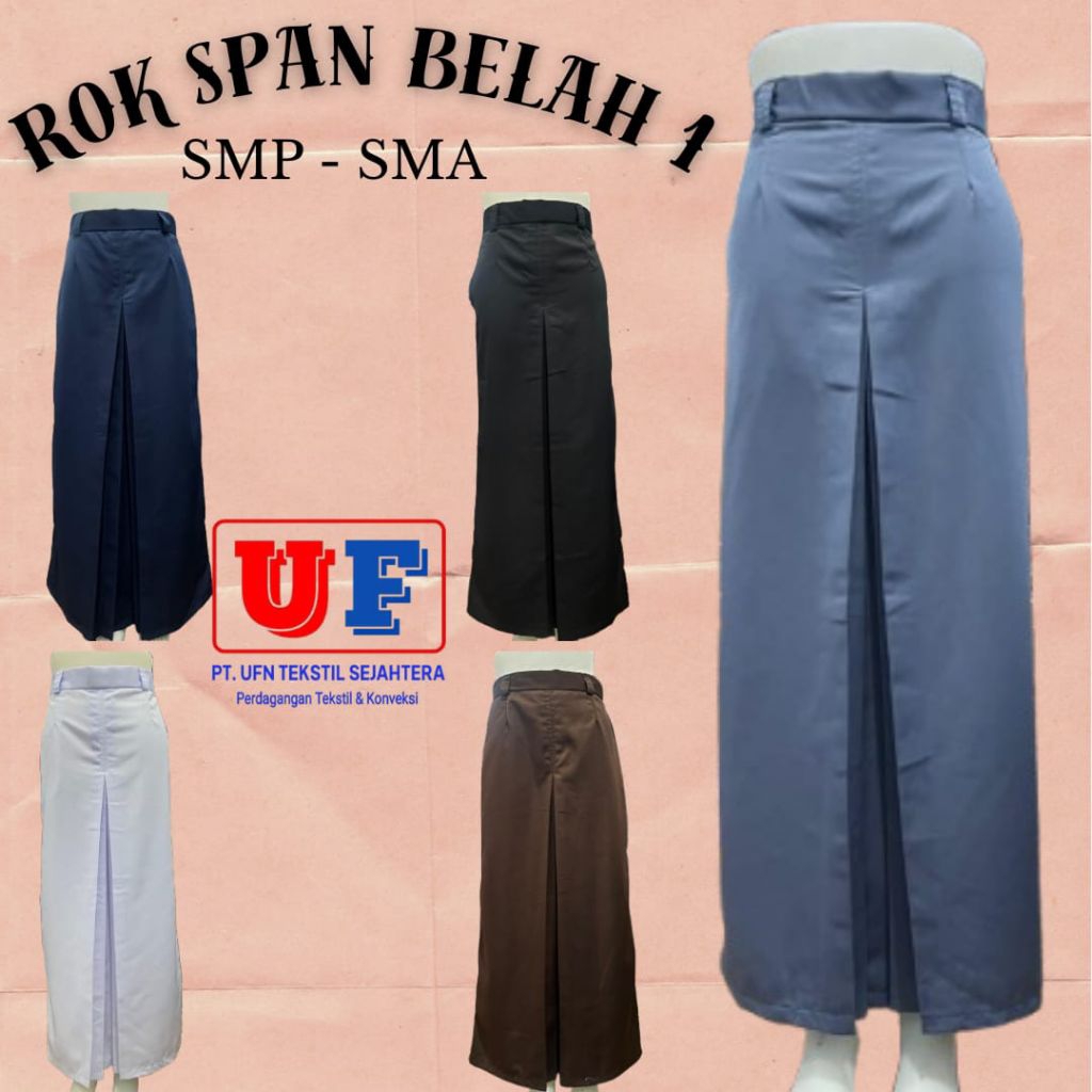 ROK SPAN BELAH 1 / ROK SPAN SMP SMA / ROK SPAN KAIN TWIST LICIN LEMBUT MENGKILAP / ROK SPAN PANJANG