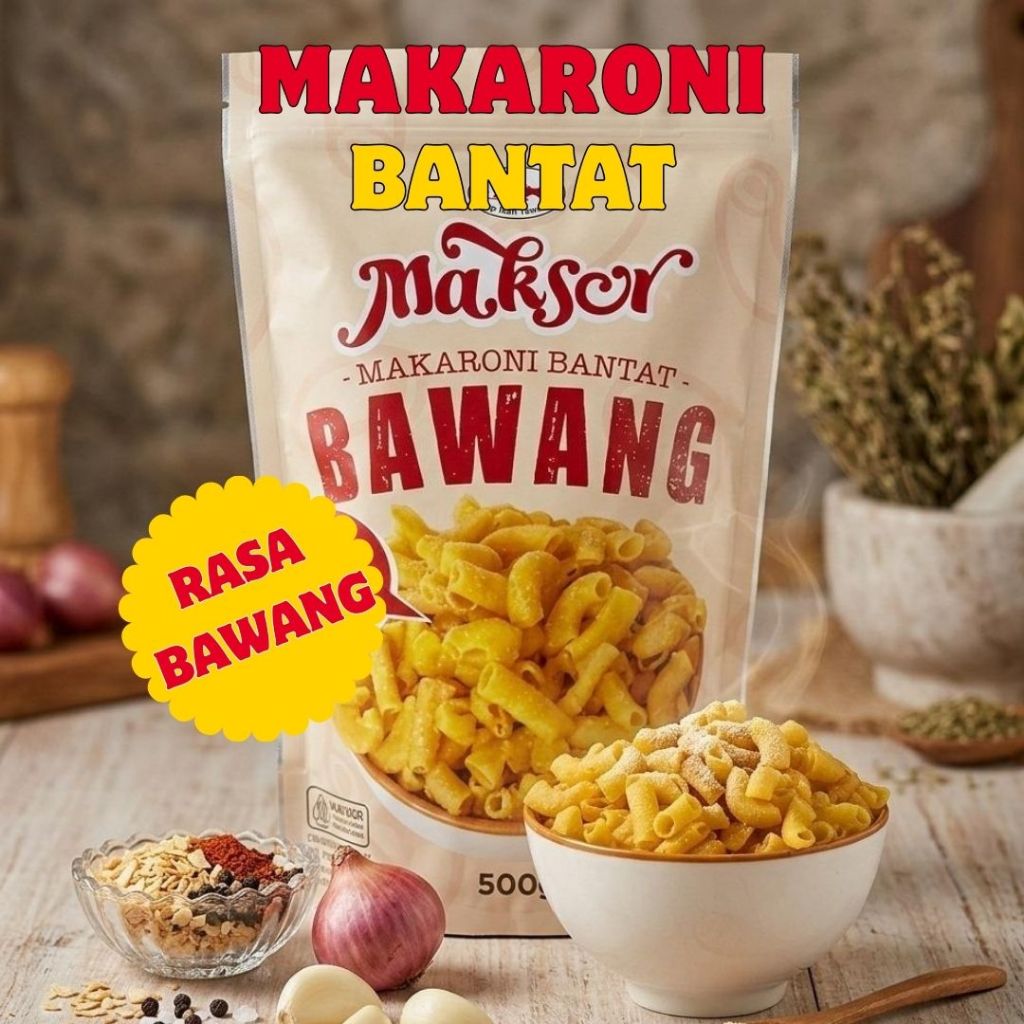 Makaroni Maksor Rasa Bawang 500 Gram - Enak, Gurih, Bikin Nagih