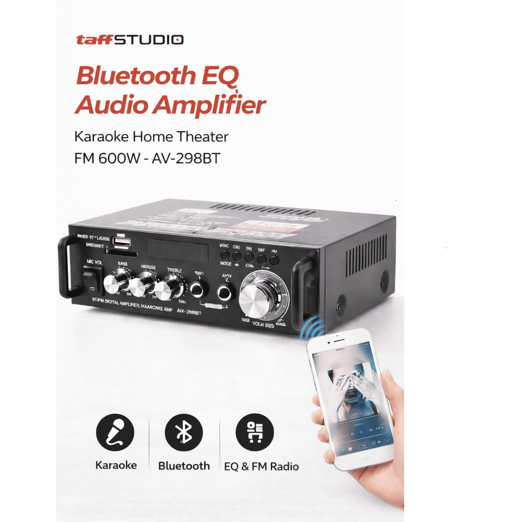 Amplifier Audio Kerndy 600W Suara Jernih & Bertenaga untuk Karaoke dan Home Theater