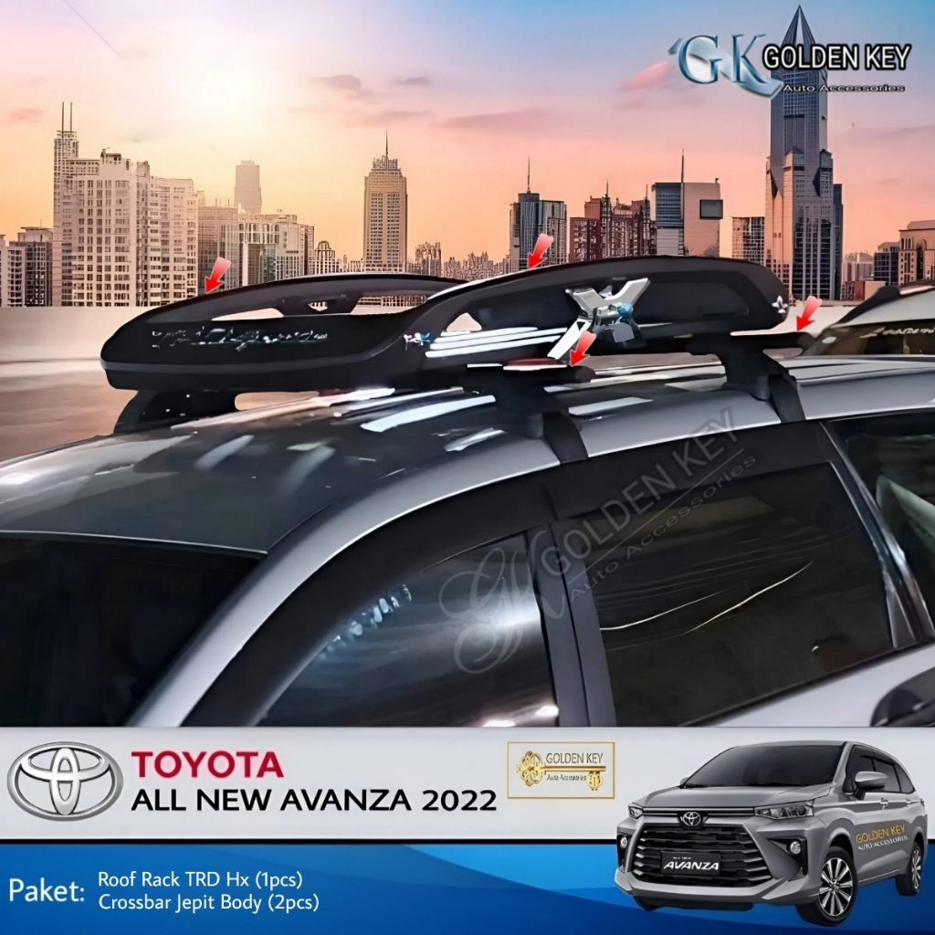 PAKET All New Avanza 2022-up Roof Rack Hummer HX + Crossbar Jepit Body Rak Bagasi Atas Mobil