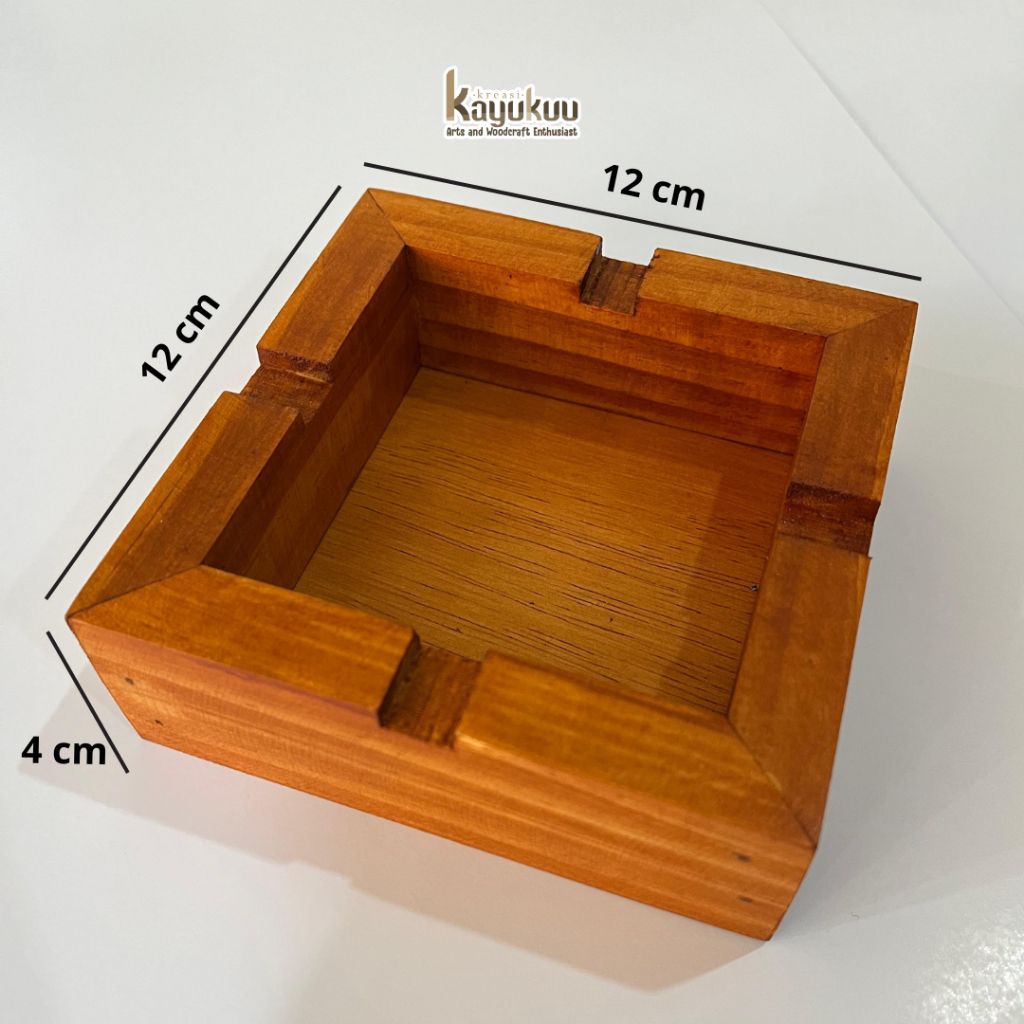 asbak kayu pinus minimalis estetik 12x12cm